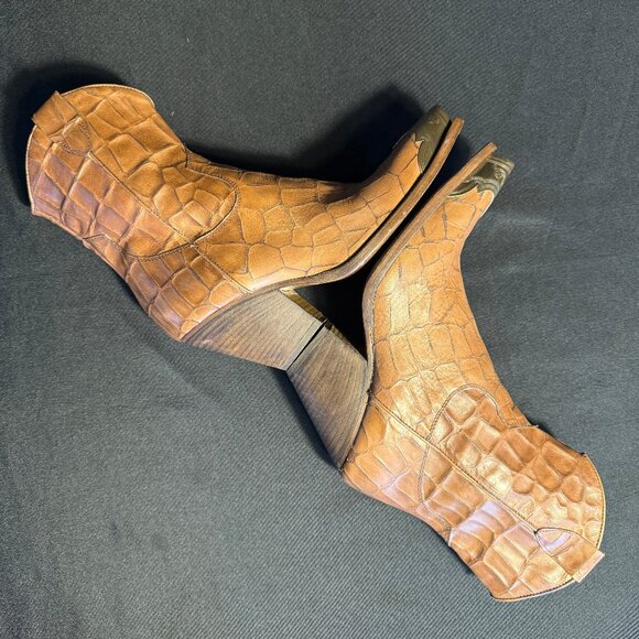 Free People Brayden Croc Western Boots Sz 38.5 - Picture 9 of 14